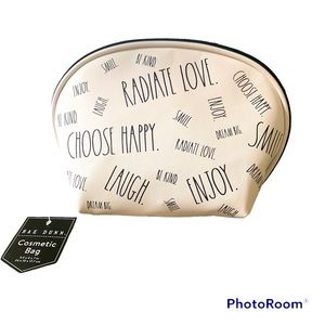 Rae Dunn Makeup Bag Choose Happy (Black/Ivory)